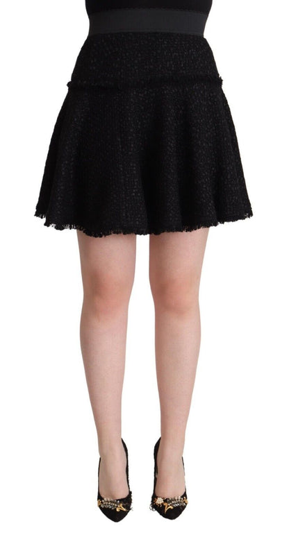 Dolce &amp; Gabbana – Schwarzer Minirock in A-Linie aus gestricktem Nylon mit hoher Taille