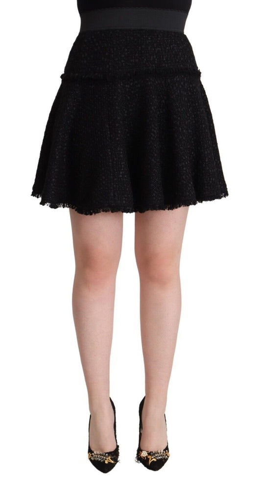 Dolce &amp; Gabbana – Schwarzer Minirock in A-Linie aus gestricktem Nylon mit hoher Taille