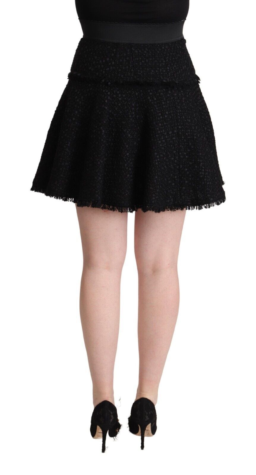 Dolce &amp; Gabbana – Schwarzer Minirock in A-Linie aus gestricktem Nylon mit hoher Taille