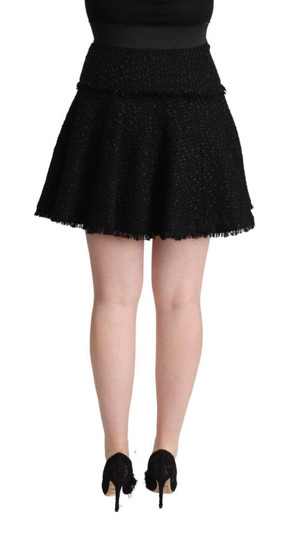 Dolce &amp; Gabbana – Schwarzer Minirock in A-Linie aus gestricktem Nylon mit hoher Taille