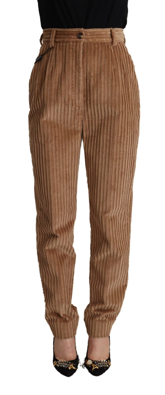 Dolce &amp; Gabbana Braune Cord-Baumwollhose mit konischer Passform