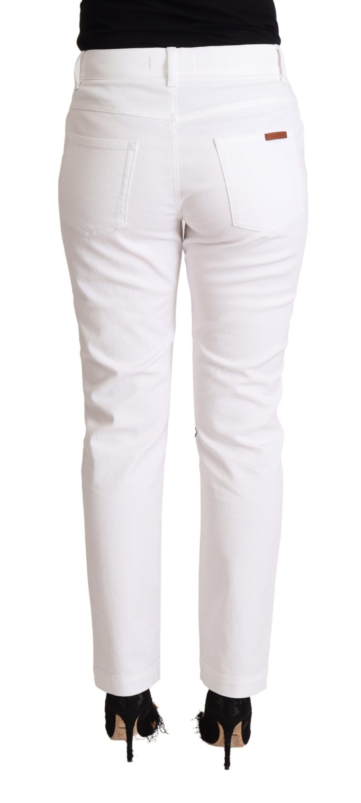 Dolce &amp; Gabbana – Weiße, konische Jeans aus Baumwolldenim mit mittlerer Taille