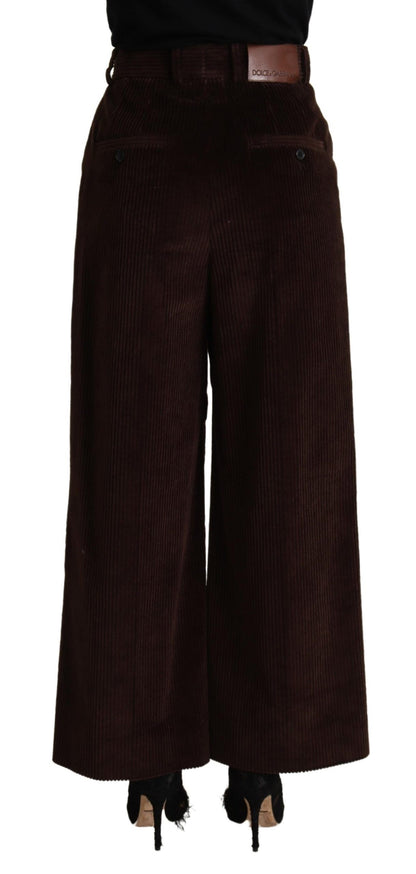 Dolce &amp; Gabbana – Schwarze Hose aus Baumwolle mit hoher Taille und weitem Bein