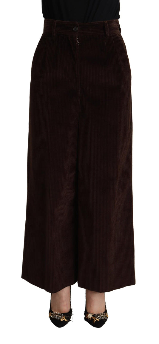 Dolce &amp; Gabbana – Schwarze Hose aus Baumwolle mit hoher Taille und weitem Bein