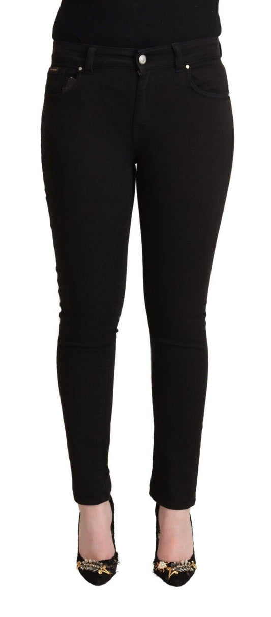 Dolce &amp; Gabbana – Schwarze Slim-Fit-Jeans aus Baumwolldenim mit mittlerer Taille