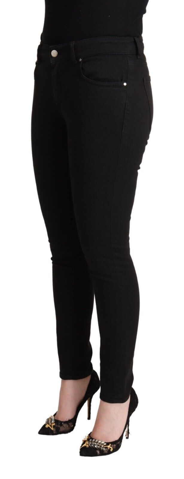 Dolce &amp; Gabbana – Schwarze Slim-Fit-Jeans aus Baumwolldenim mit mittlerer Taille