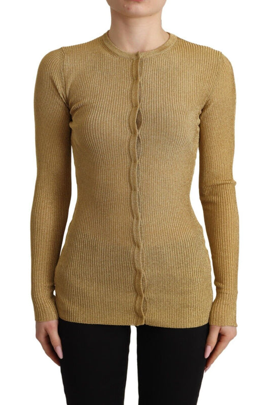 Dolce &amp; Gabbana – Strickjacke aus goldener Viskosemischung mit Knöpfen