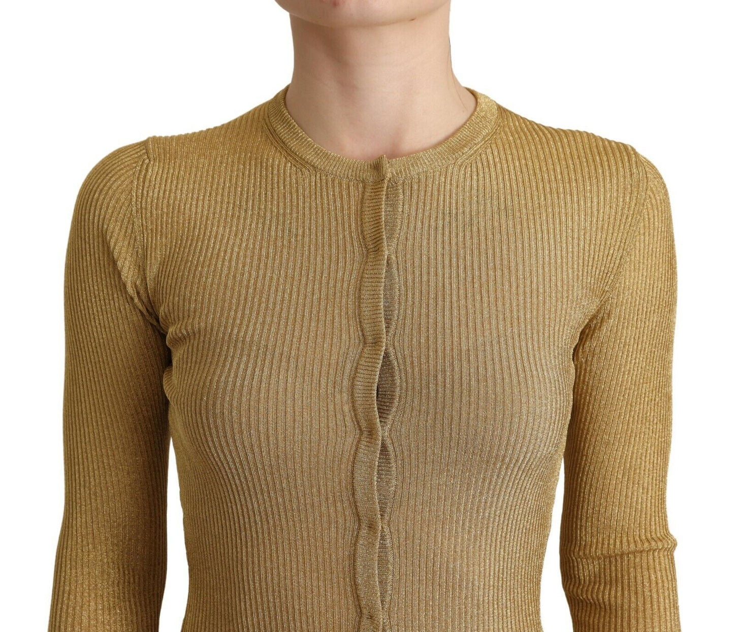 Dolce &amp; Gabbana – Strickjacke aus goldener Viskosemischung mit Knöpfen