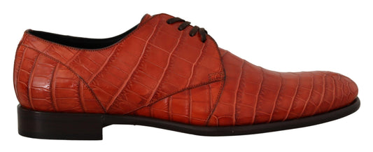 Dolce &amp; Gabbana – Orangefarbene Derby-Schuhe aus exotischem Leder