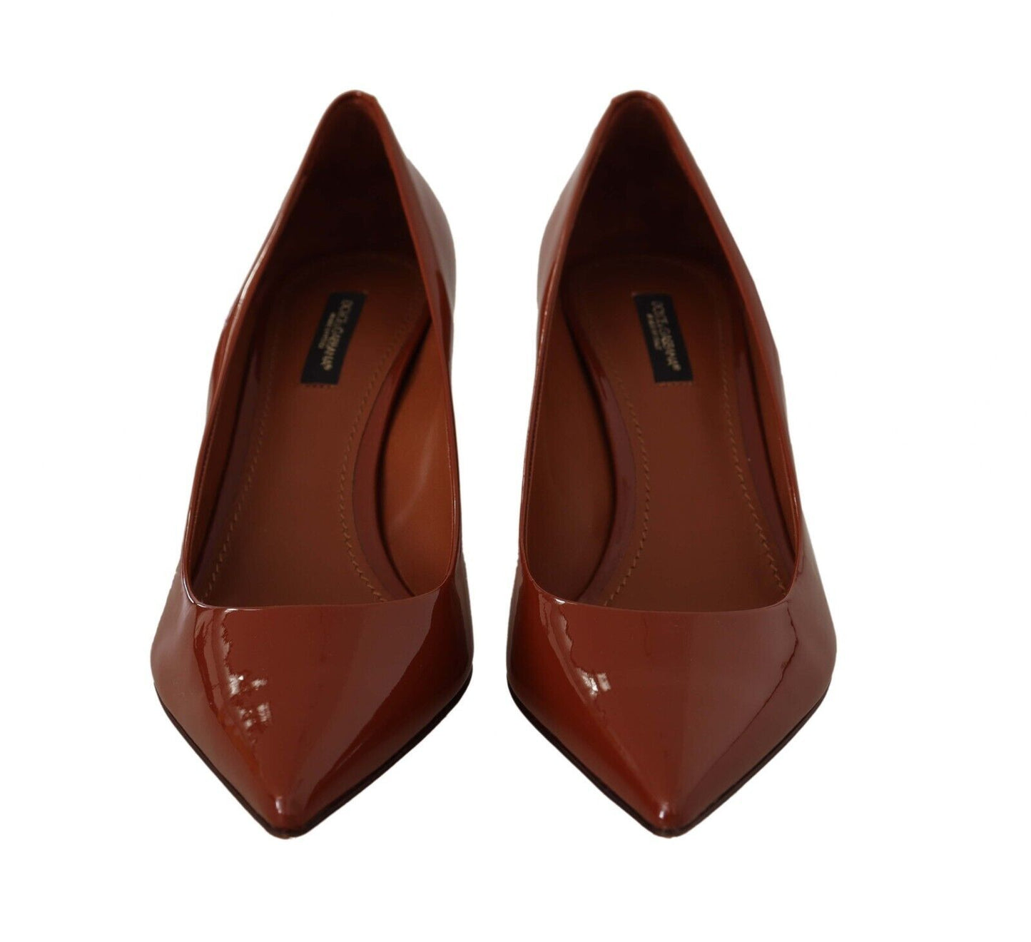 Dolce &amp; Gabbana – Braune Pumps mit Kitten Heels aus Lackleder
