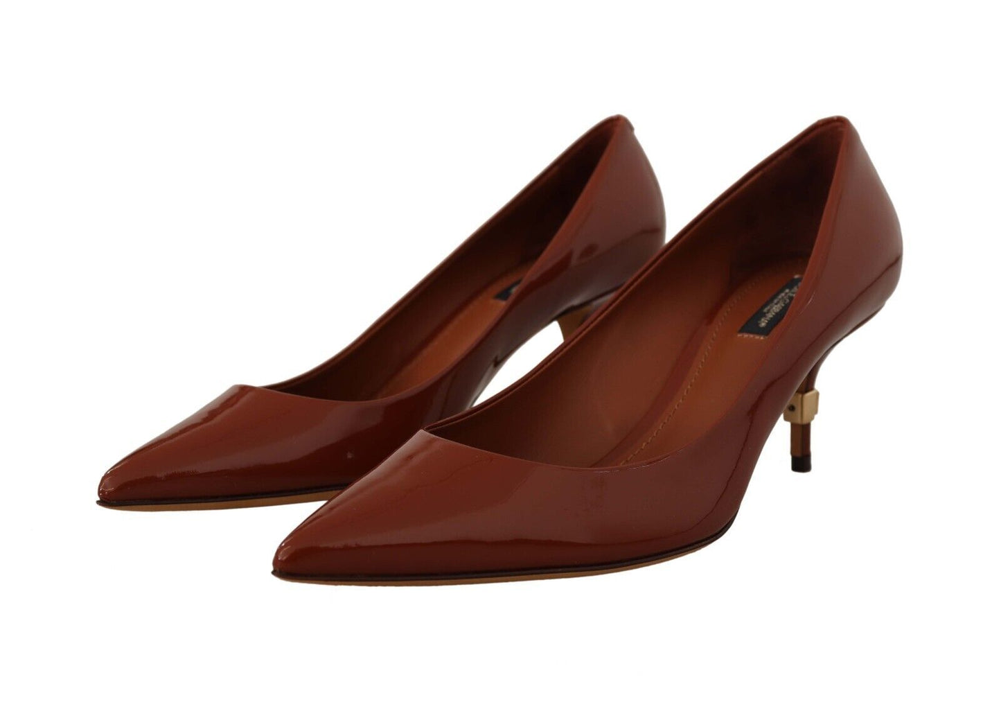 Dolce &amp; Gabbana – Braune Pumps mit Kitten Heels aus Lackleder