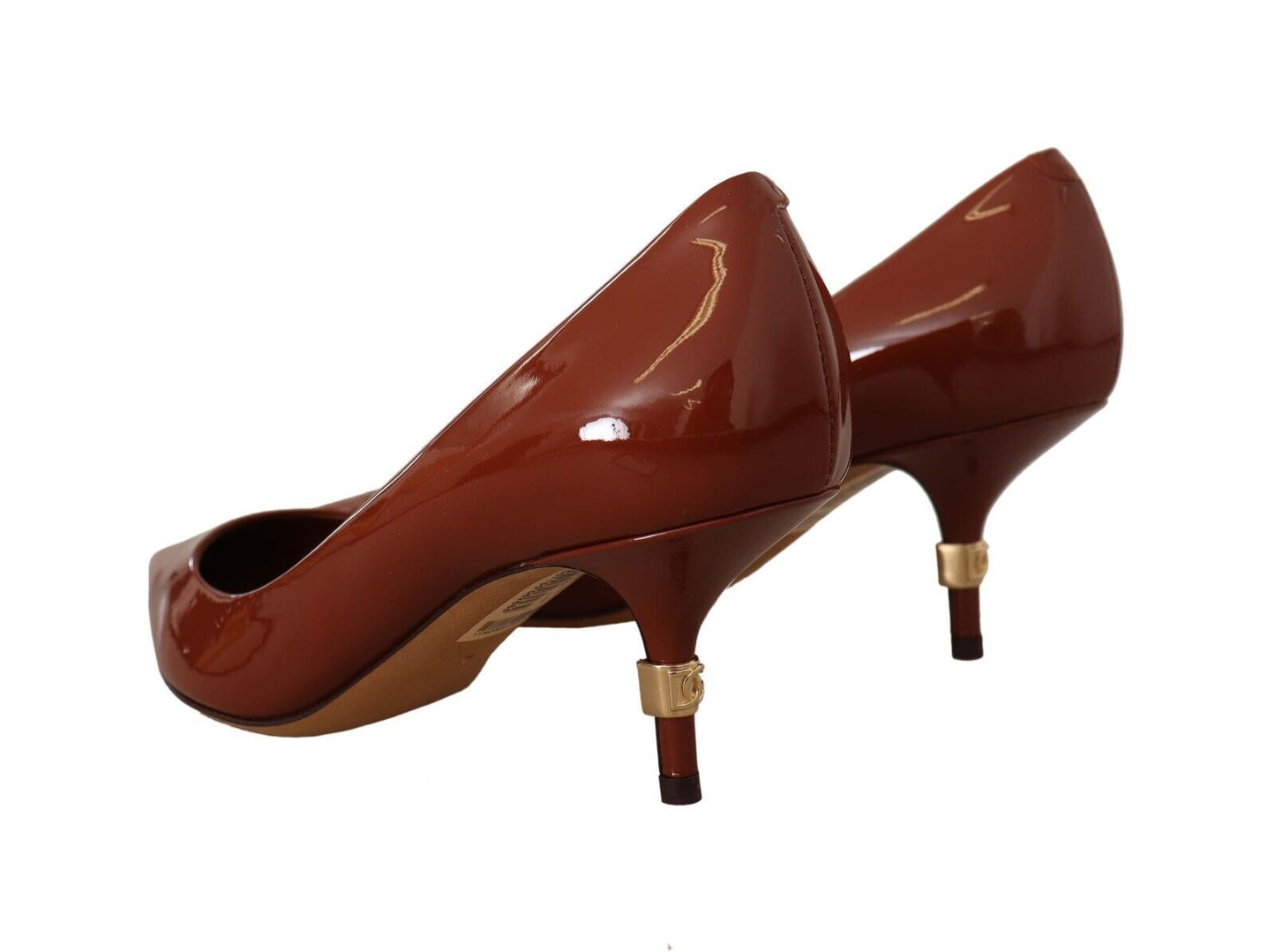Dolce &amp; Gabbana – Braune Pumps mit Kitten Heels aus Lackleder