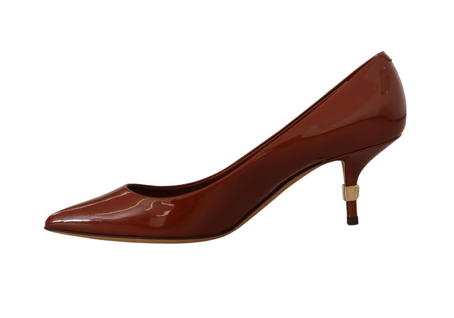 Dolce &amp; Gabbana – Braune Pumps mit Kitten Heels aus Lackleder