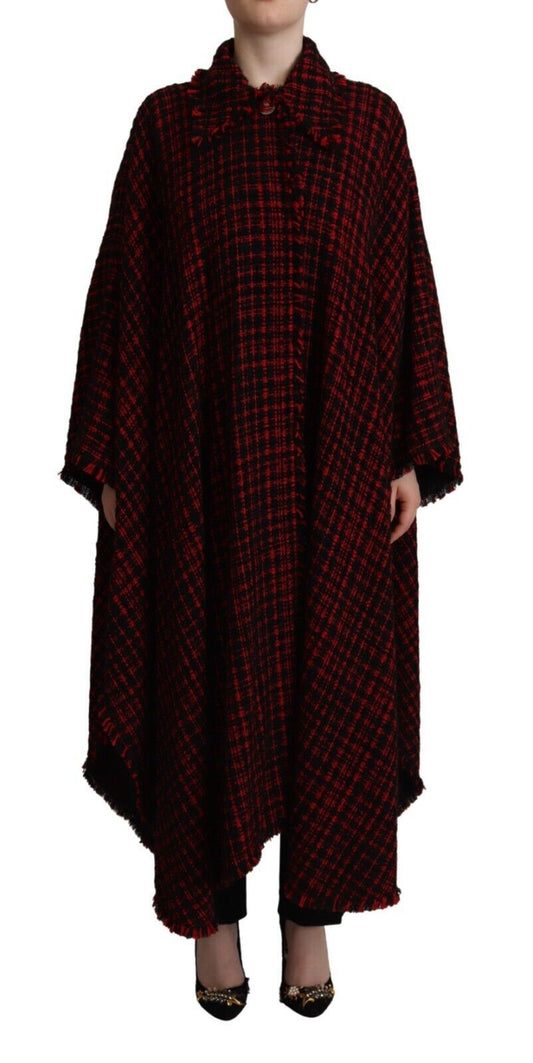 Dolce &amp; Gabbana – Schwarz-rote karierte Manteljacke aus Baumwolle