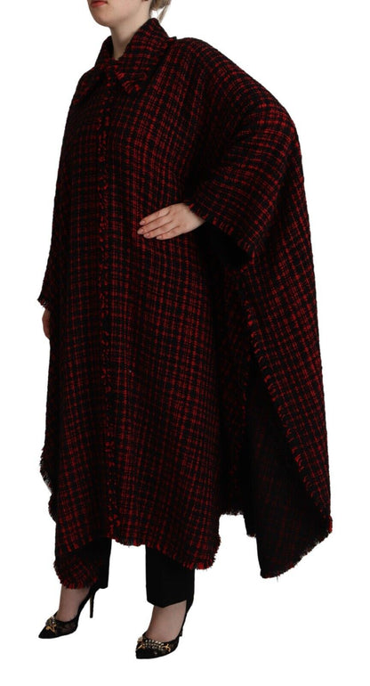 Dolce &amp; Gabbana – Schwarz-rote karierte Manteljacke aus Baumwolle