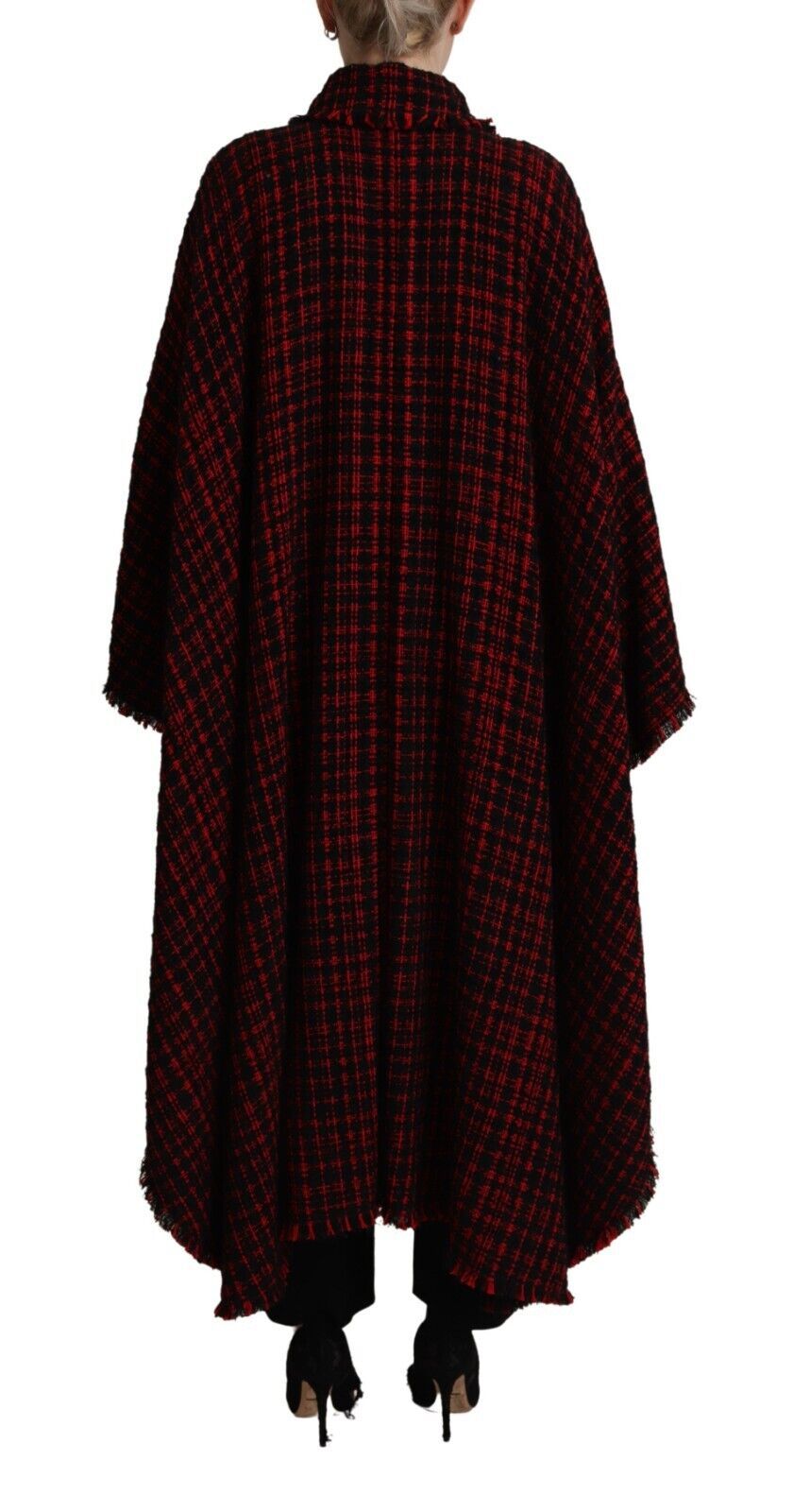 Dolce &amp; Gabbana – Schwarz-rote karierte Manteljacke aus Baumwolle