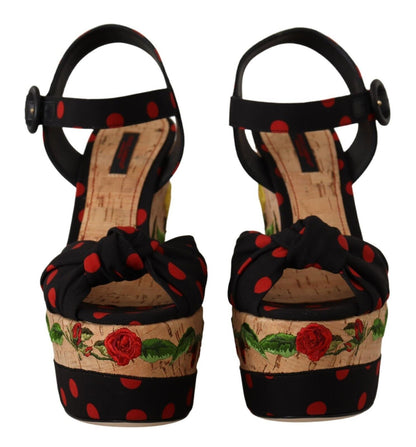 Dolce &amp; Gabbana Multicolor Platform Wedges Sandals Charmeuse Shoes