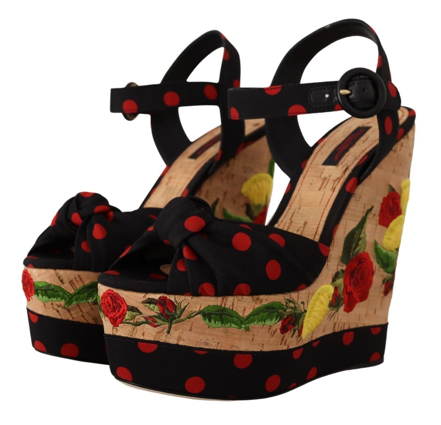 Dolce &amp; Gabbana Multicolor Platform Wedges Sandals Charmeuse Shoes