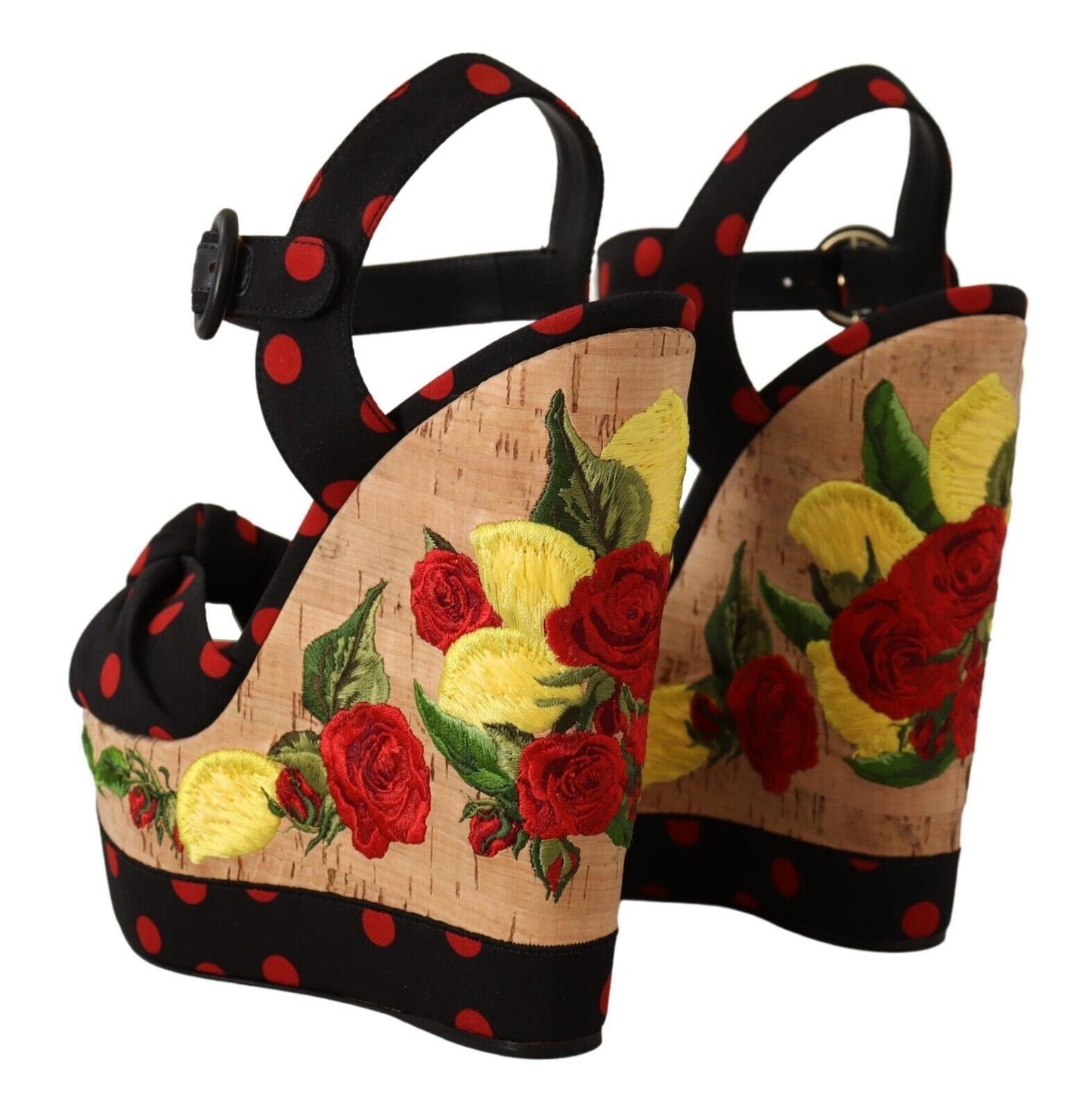Dolce &amp; Gabbana Multicolor Platform Wedges Sandals Charmeuse Shoes
