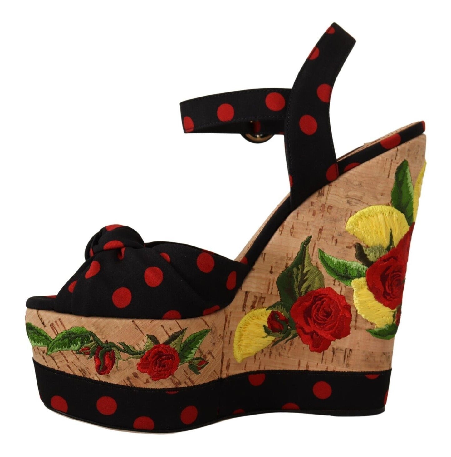 Dolce &amp; Gabbana Multicolor Platform Wedges Sandals Charmeuse Shoes