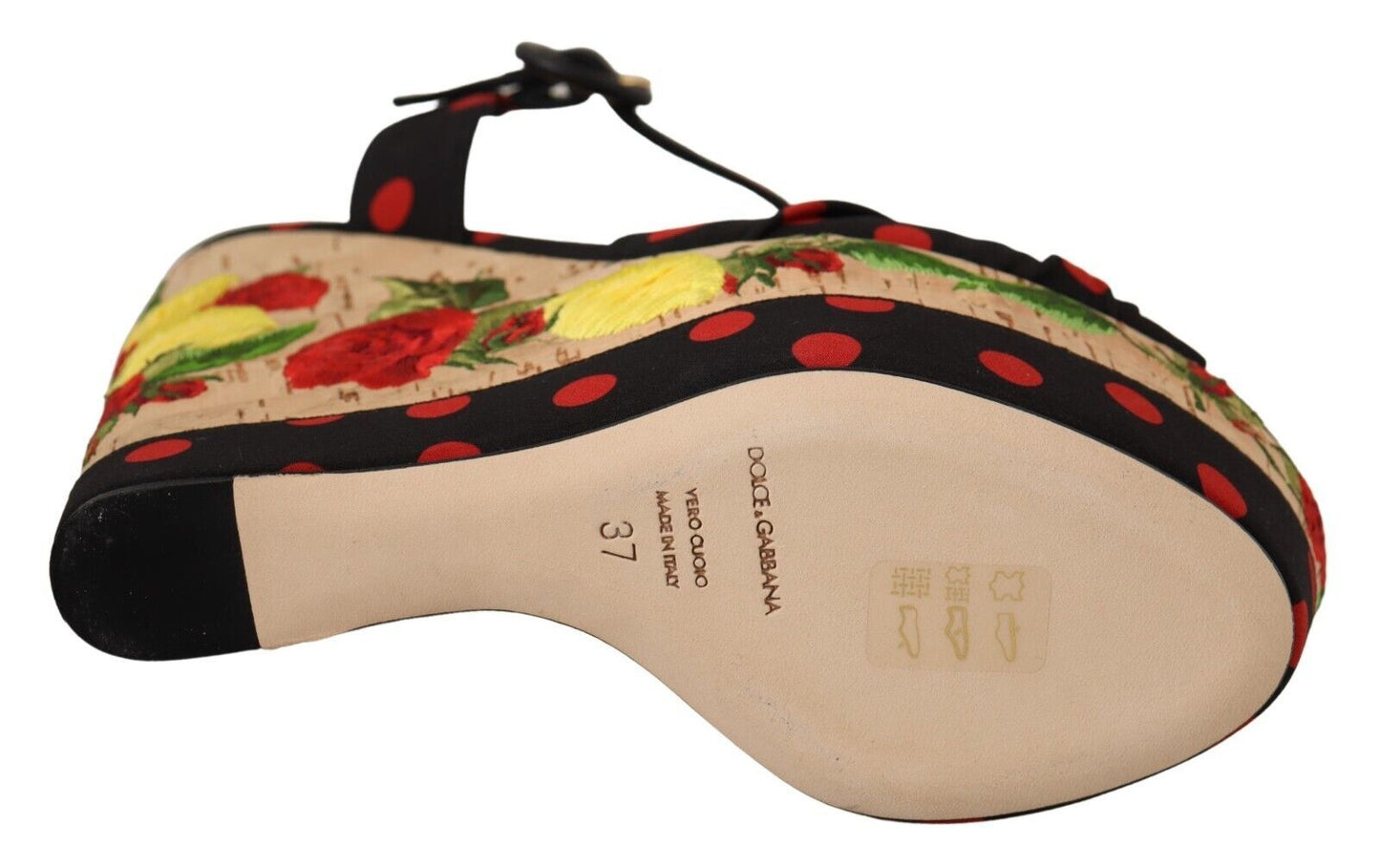 Dolce &amp; Gabbana Multicolor Platform Wedges Sandals Charmeuse Shoes