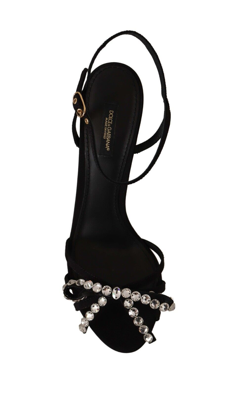 Dolce &amp; Gabbana Schwarze Kristalle Knöchelriemen Heels Sandalen Schuhe