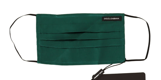 Dolce &amp; Gabbana Green Silk Pleated Elastic Ear Strap Face Mask