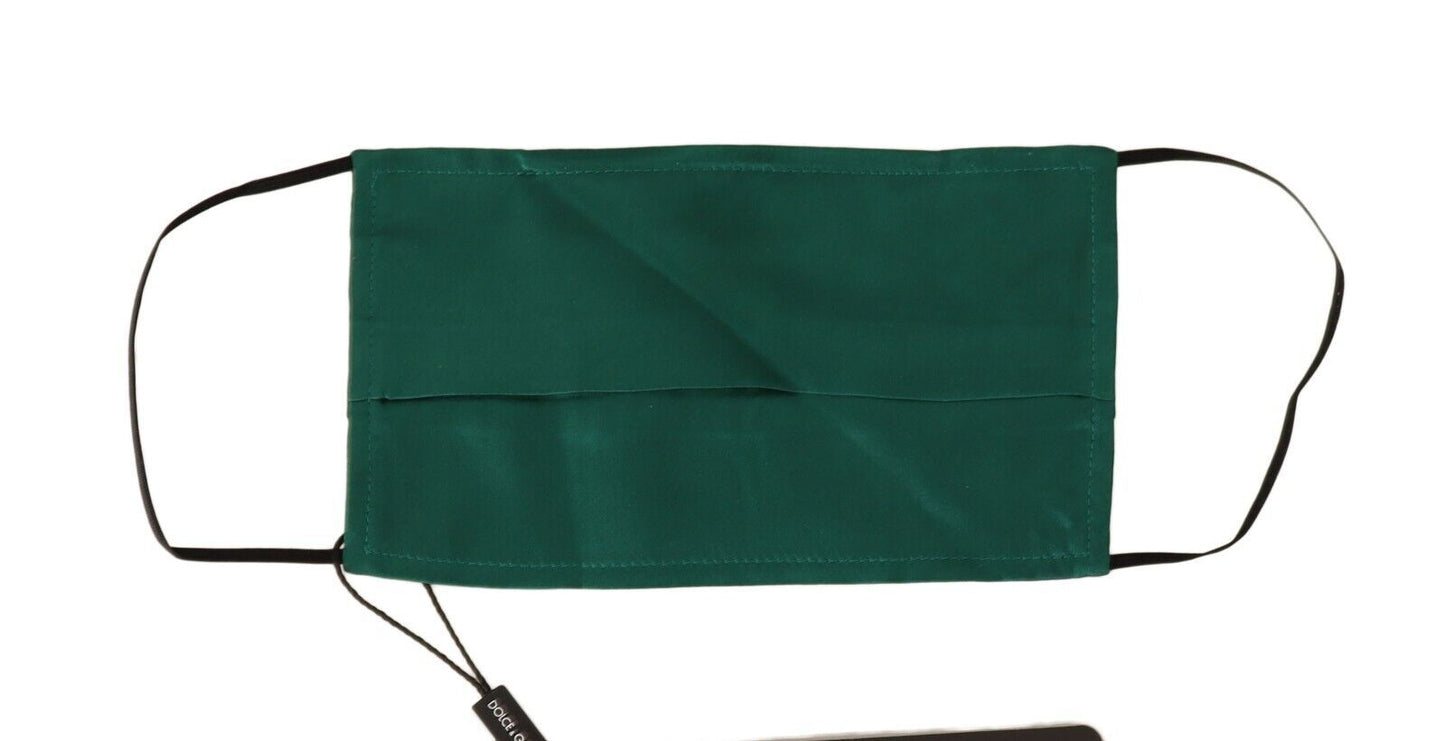 Dolce &amp; Gabbana Green Silk Pleated Elastic Ear Strap Face Mask