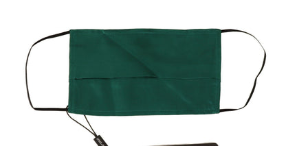 Dolce &amp; Gabbana Green Silk Pleated Elastic Ear Strap Face Mask