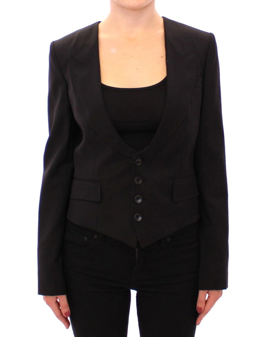Dolce &amp; Gabbana – Schwarze Blazerjacke aus Seide mit Schalrücken