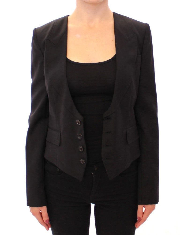 Dolce &amp; Gabbana – Schwarze Blazerjacke aus Seide mit Schalrücken