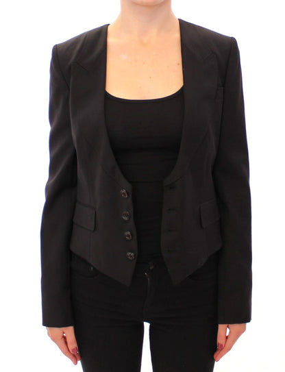 Dolce &amp; Gabbana – Schwarze Blazerjacke aus Seide mit Schalrücken
