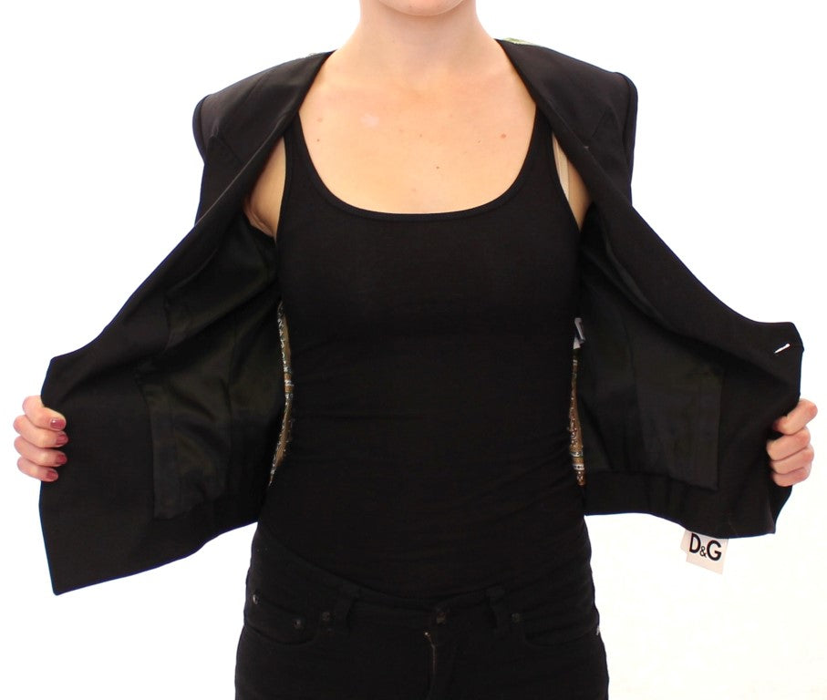 Dolce &amp; Gabbana – Schwarze Blazerjacke aus Seide mit Schalrücken