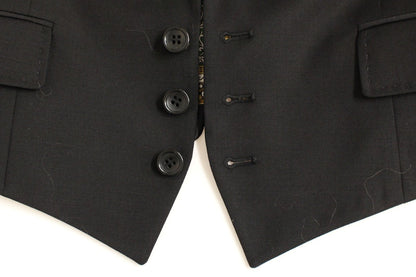 Dolce &amp; Gabbana – Schwarze Blazerjacke aus Seide mit Schalrücken