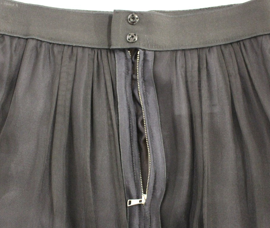 Dolce &amp; Gabbana – Schwarzer, transparenter Seidenrock über dem Knie