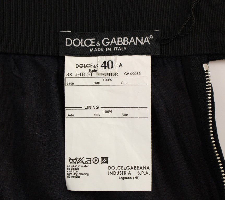 Dolce &amp; Gabbana – Schwarzer, transparenter Seidenrock über dem Knie
