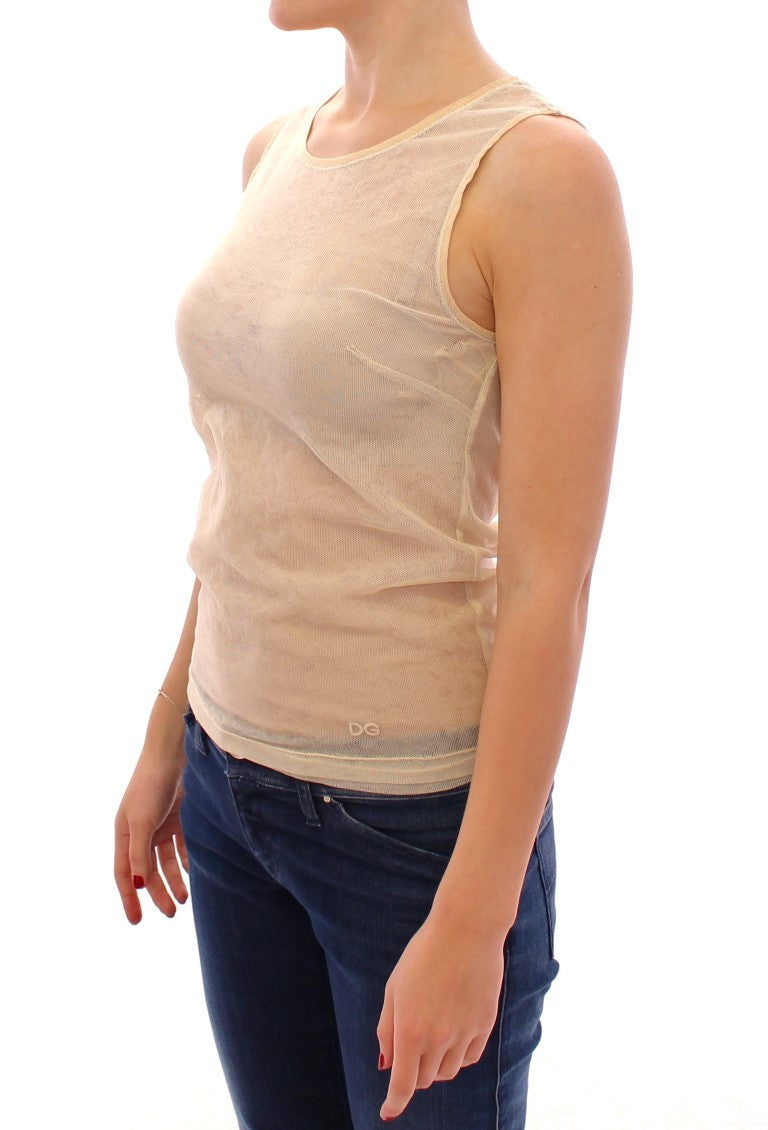 Dolce &amp; Gabbana Beige ärmelloses Baumwolltop-Tanktop