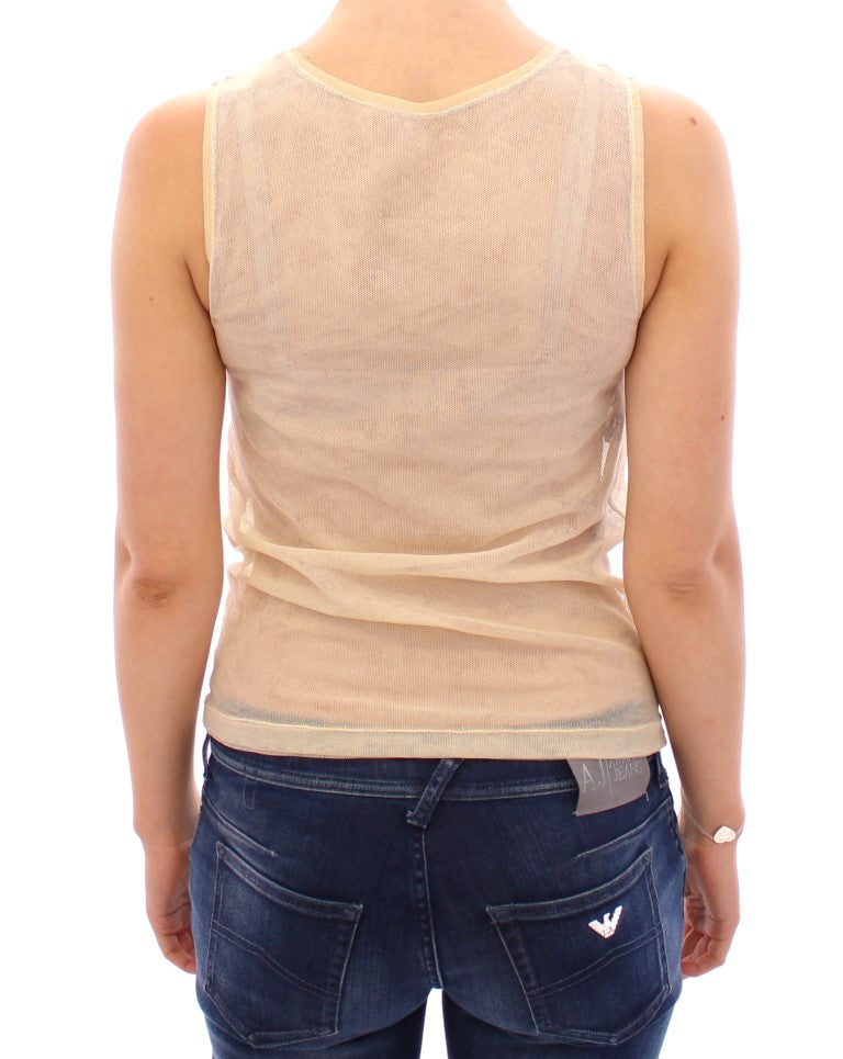 Dolce &amp; Gabbana Beige ärmelloses Baumwolltop-Tanktop