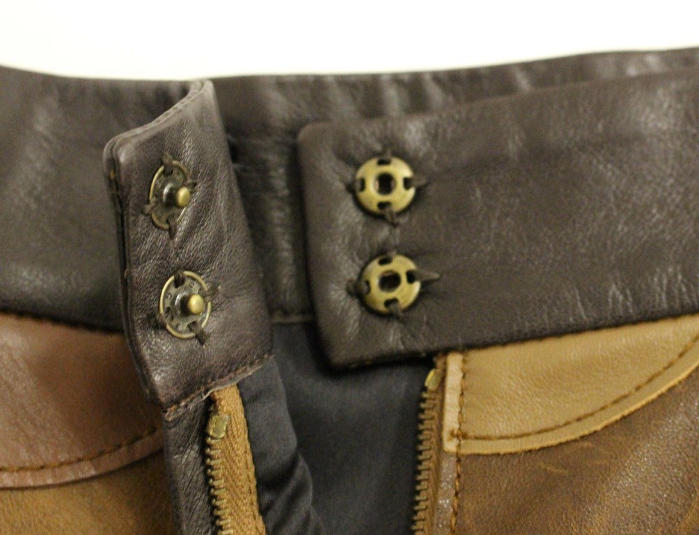 Dolce &amp; Gabbana Brauner Patchwork-Lederrock mit geradem Schnitt