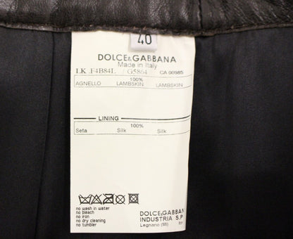 Dolce &amp; Gabbana Brauner Patchwork-Lederrock mit geradem Schnitt