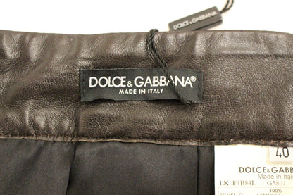 Dolce &amp; Gabbana Brauner Patchwork-Lederrock mit geradem Schnitt