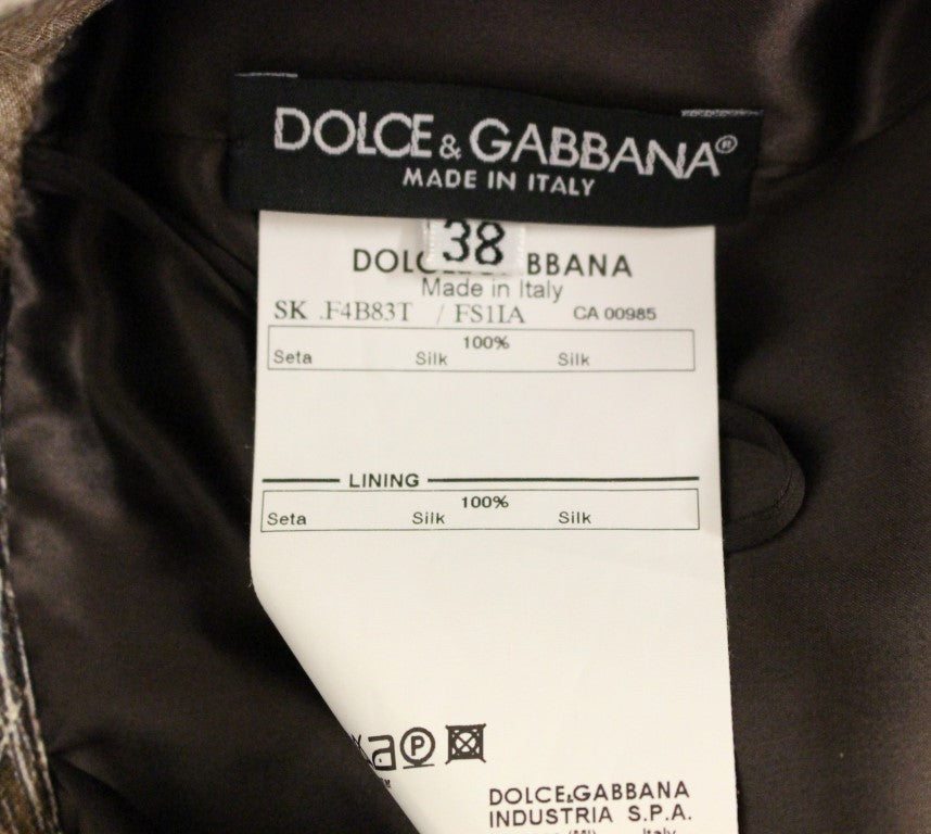 Dolce &amp; Gabbana Brauner, gerader, ausgestellter Seidenrock mit Blumenmuster
