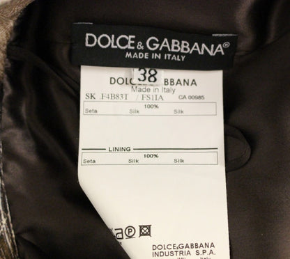 Dolce &amp; Gabbana Brauner, gerader, ausgestellter Seidenrock mit Blumenmuster