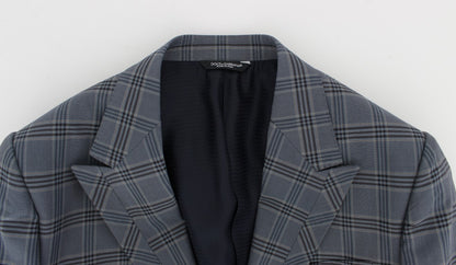 Dolce &amp; Gabbana – Blau karierte Slim-Fit-Blazerjacke