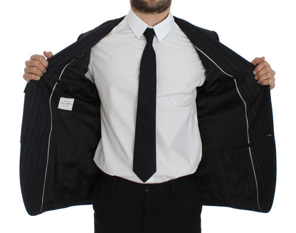 Dolce &amp; Gabbana Grau gestreifter Slim Fit Wollblazer