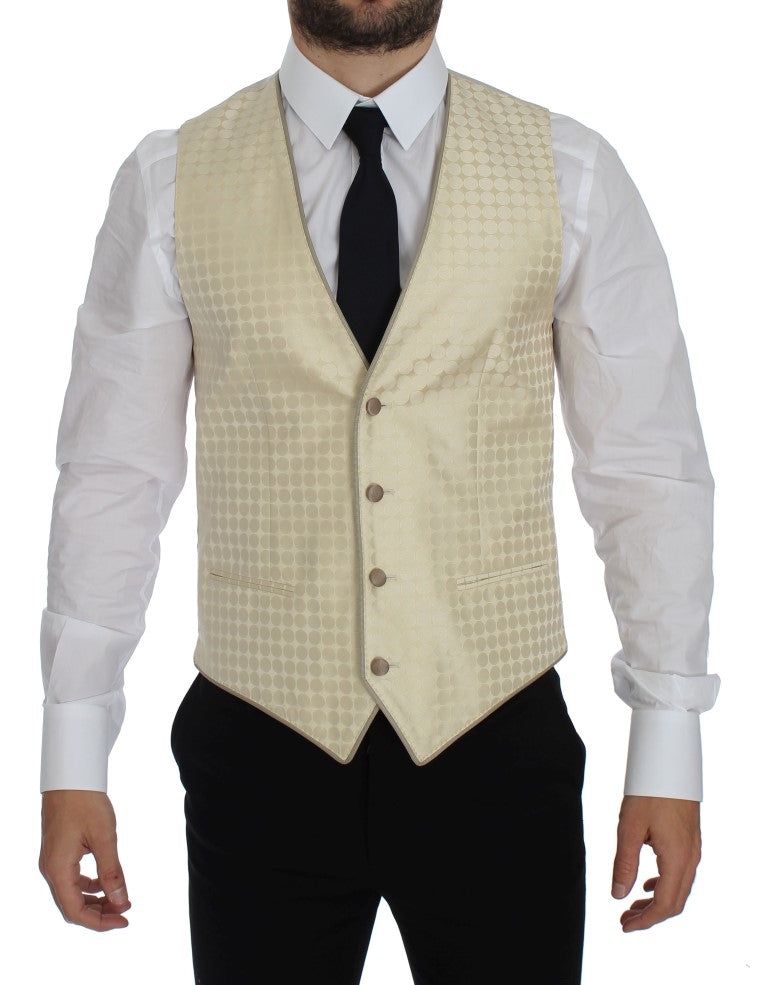 Dolce &amp; Gabbana – Zweiteiliger Blazer aus Seide mit Tupfenmuster in Beige