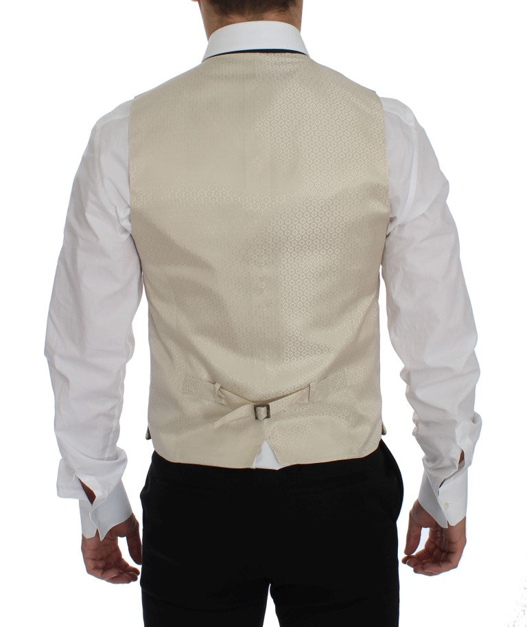 Dolce &amp; Gabbana – Zweiteiliger Blazer aus Seide mit Tupfenmuster in Beige