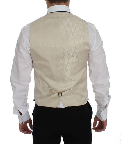 Dolce &amp; Gabbana – Zweiteiliger Blazer aus Seide mit Tupfenmuster in Beige