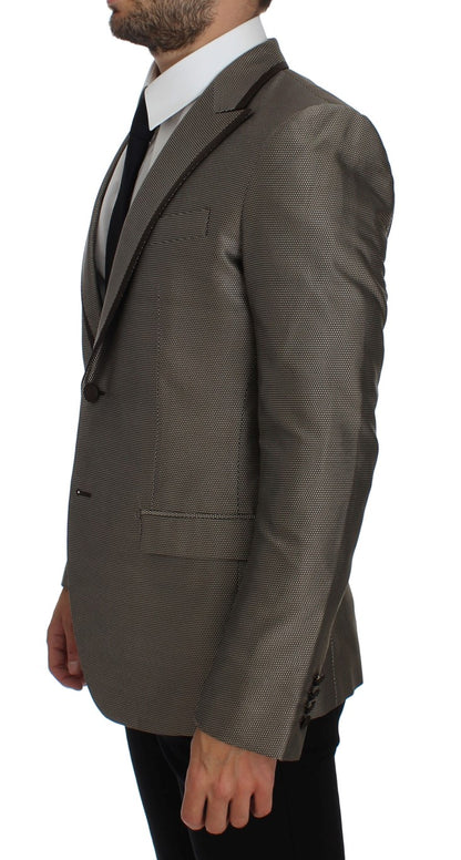 Dolce &amp; Gabbana – Brauner Slim Fit-Blazer aus Seide mit zwei Knöpfen
