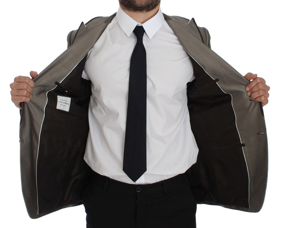 Dolce &amp; Gabbana – Brauner Slim Fit-Blazer aus Seide mit zwei Knöpfen